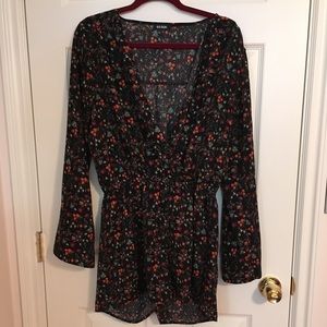 Black floral romper